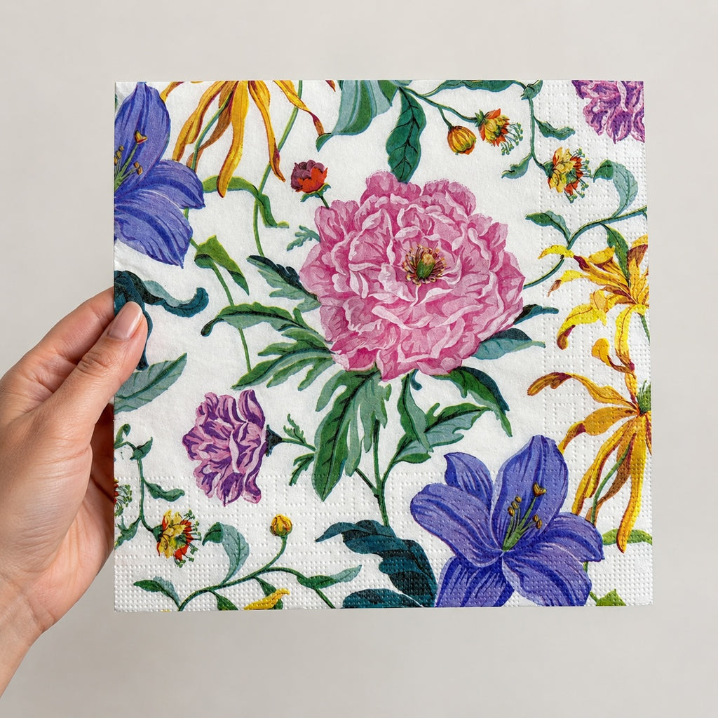 20 Guardanapos Papel Floral Colorido Decoupage Triplo 33x33