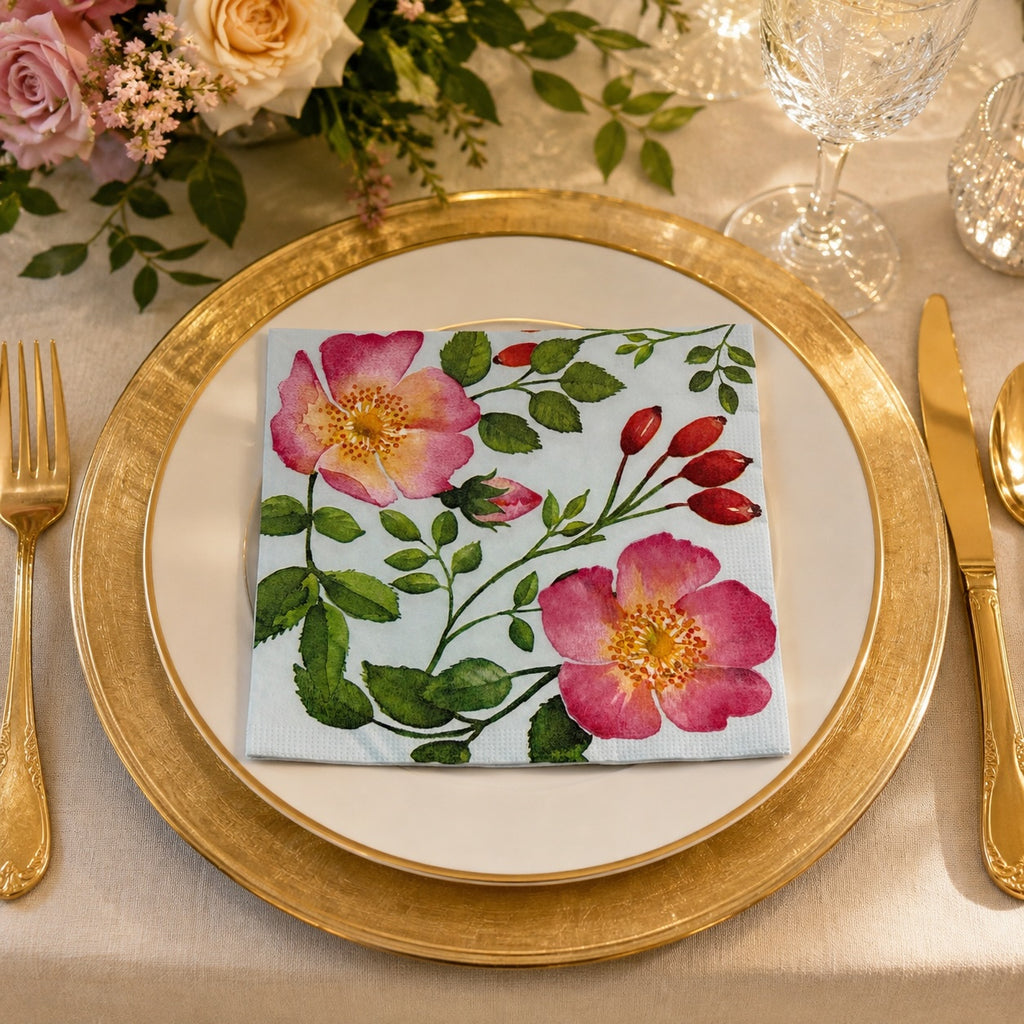 20 Guardanapos Papel Rosas Floral Decoupage Triplo 33x33