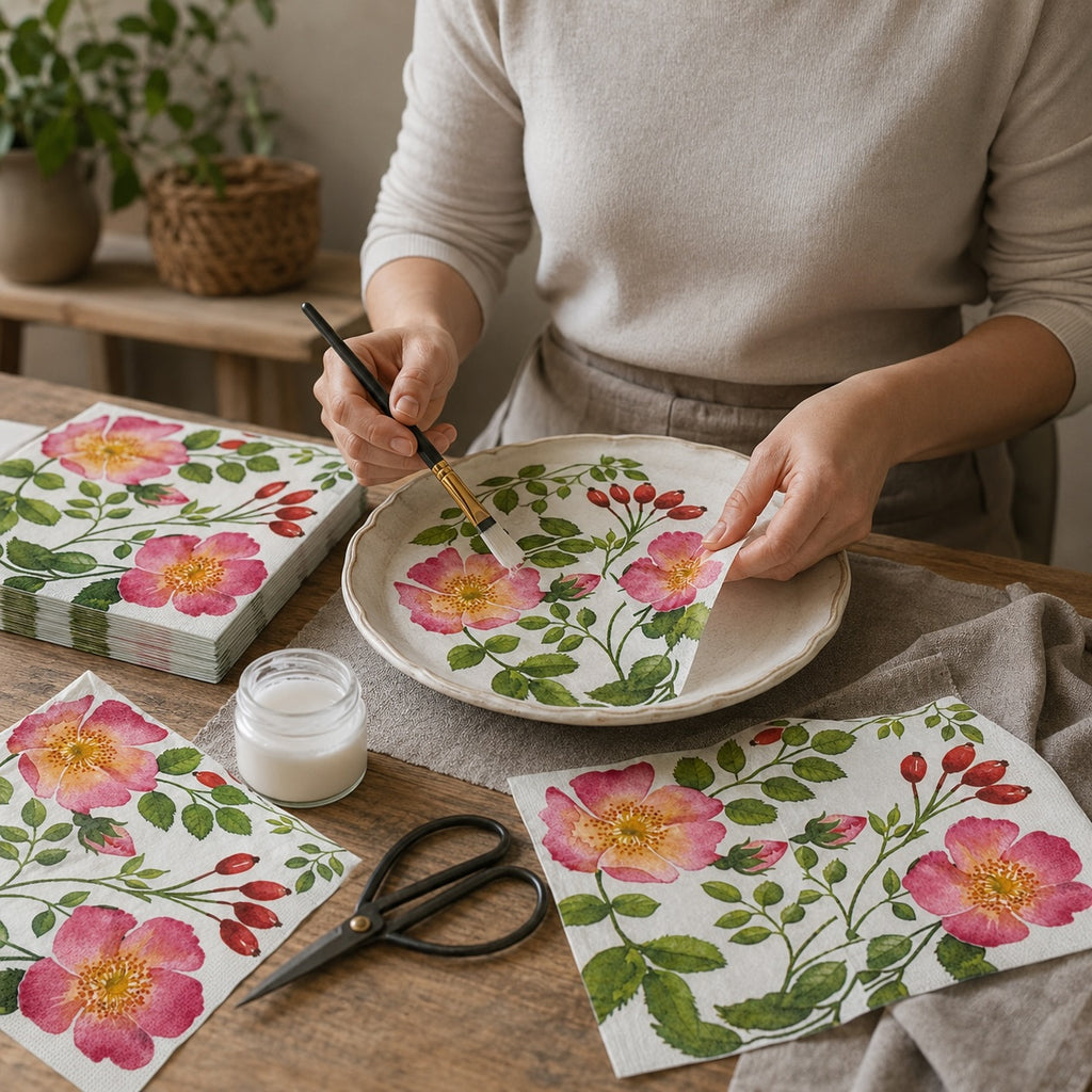 20 Guardanapos Papel Rosas Floral Decoupage Triplo 33x33