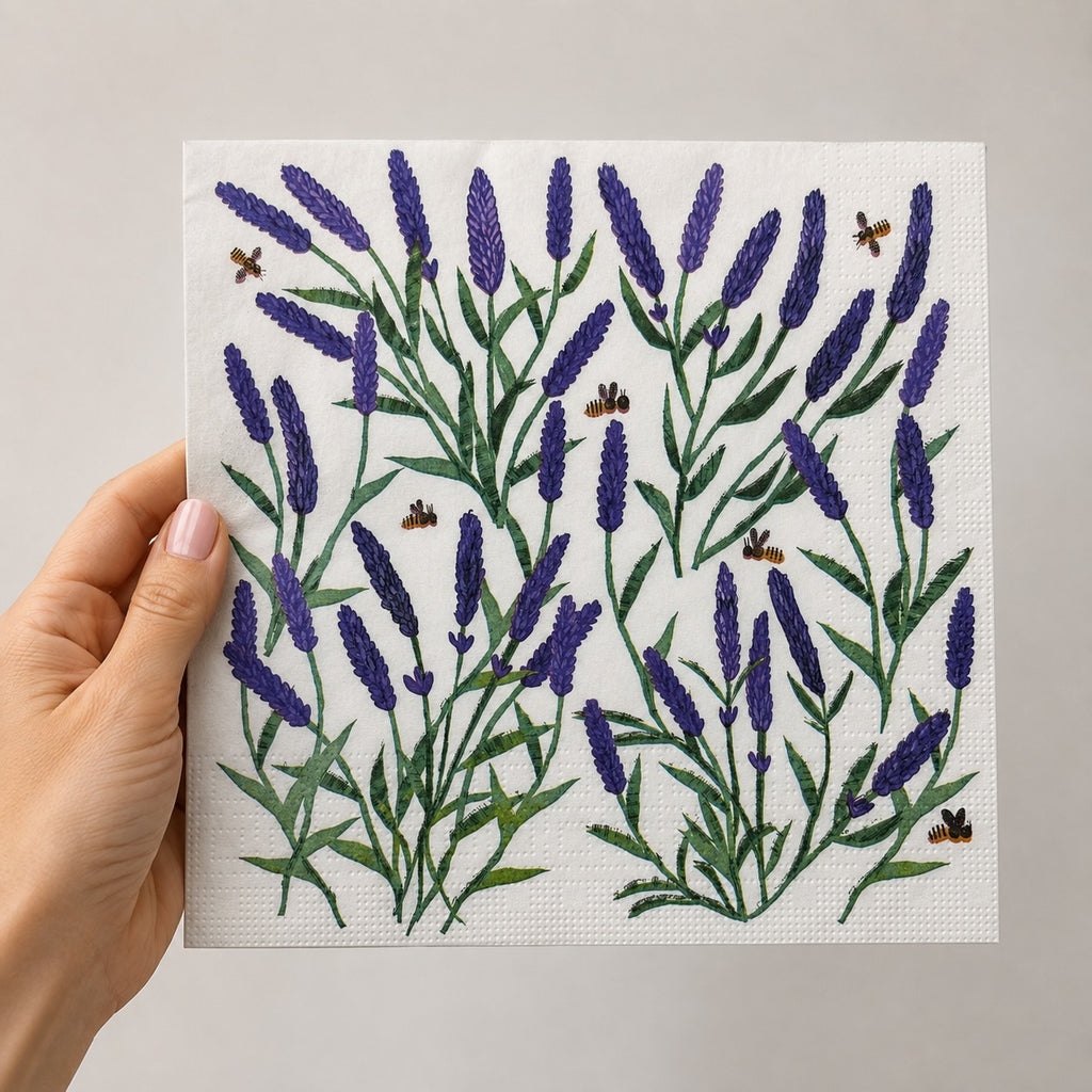 20 Guardanapos Papel Lavanda Abelhas Decoupage Triplo 33x33