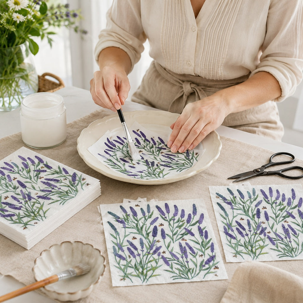 20 Guardanapos Papel Lavanda Abelhas Decoupage Triplo 33x33