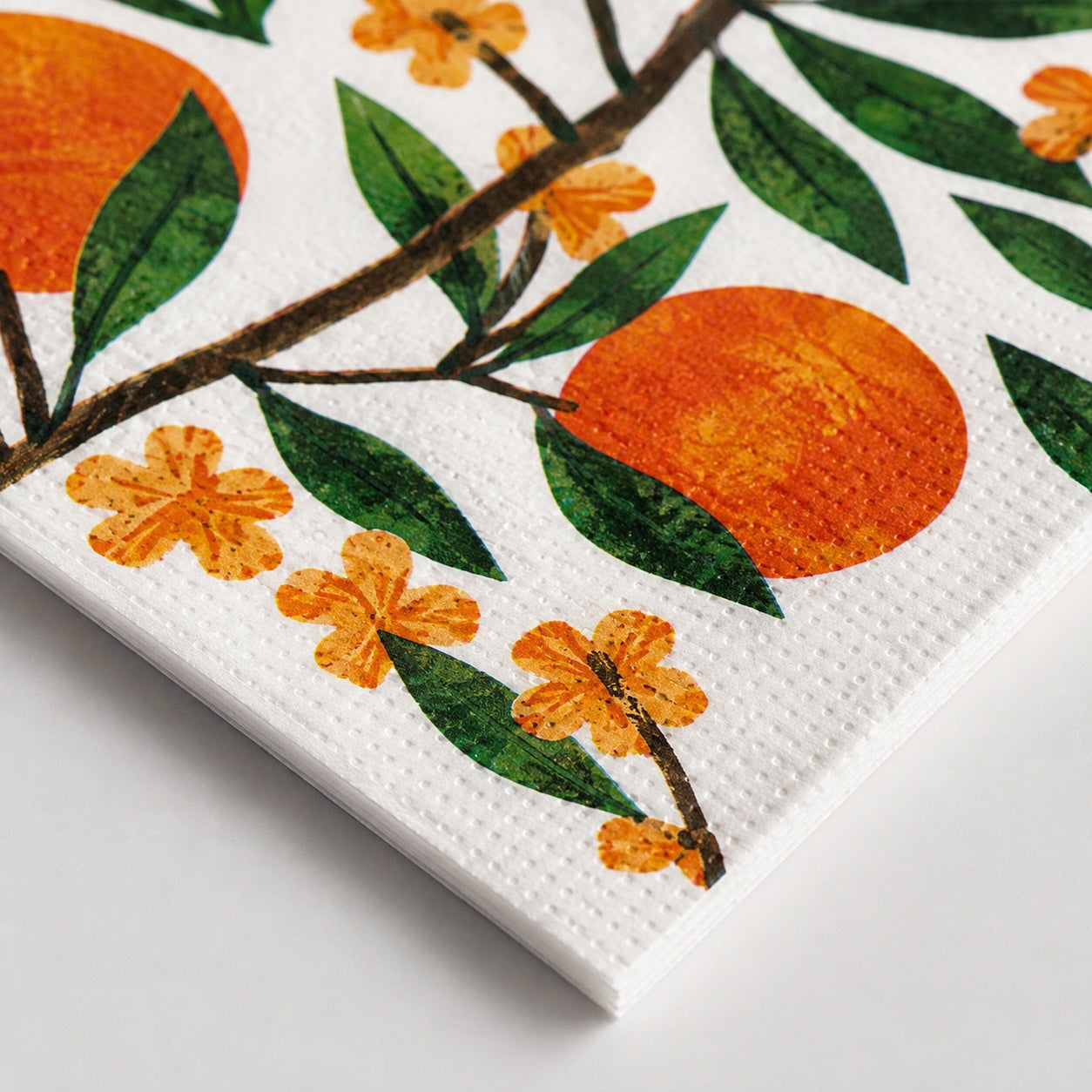 20 Guardanapos Papel Laranjas Flores Decoupage Triplo 33x33