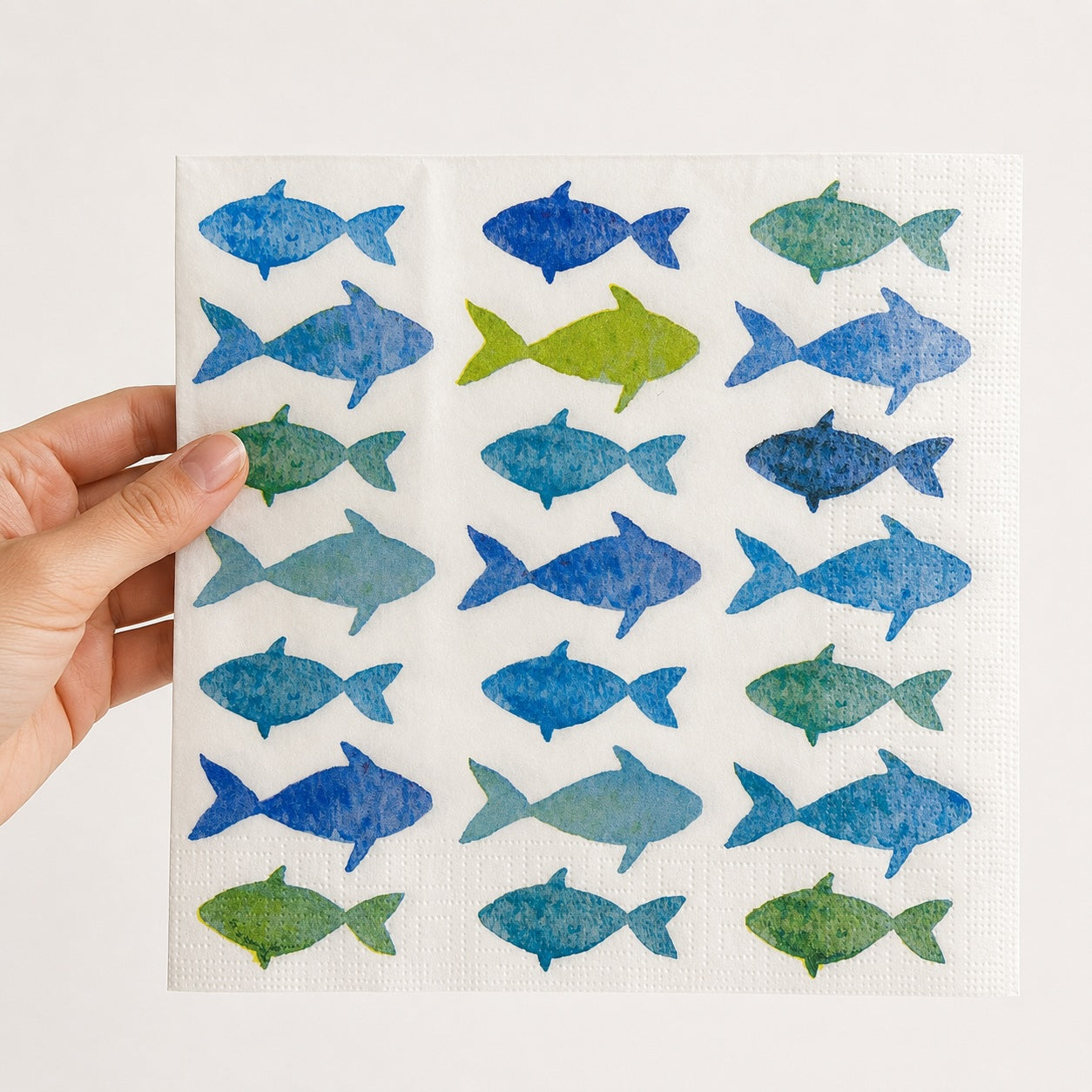 20 Guardanapos Papel Peixes Aquarela Decoupage Triplo 33x33