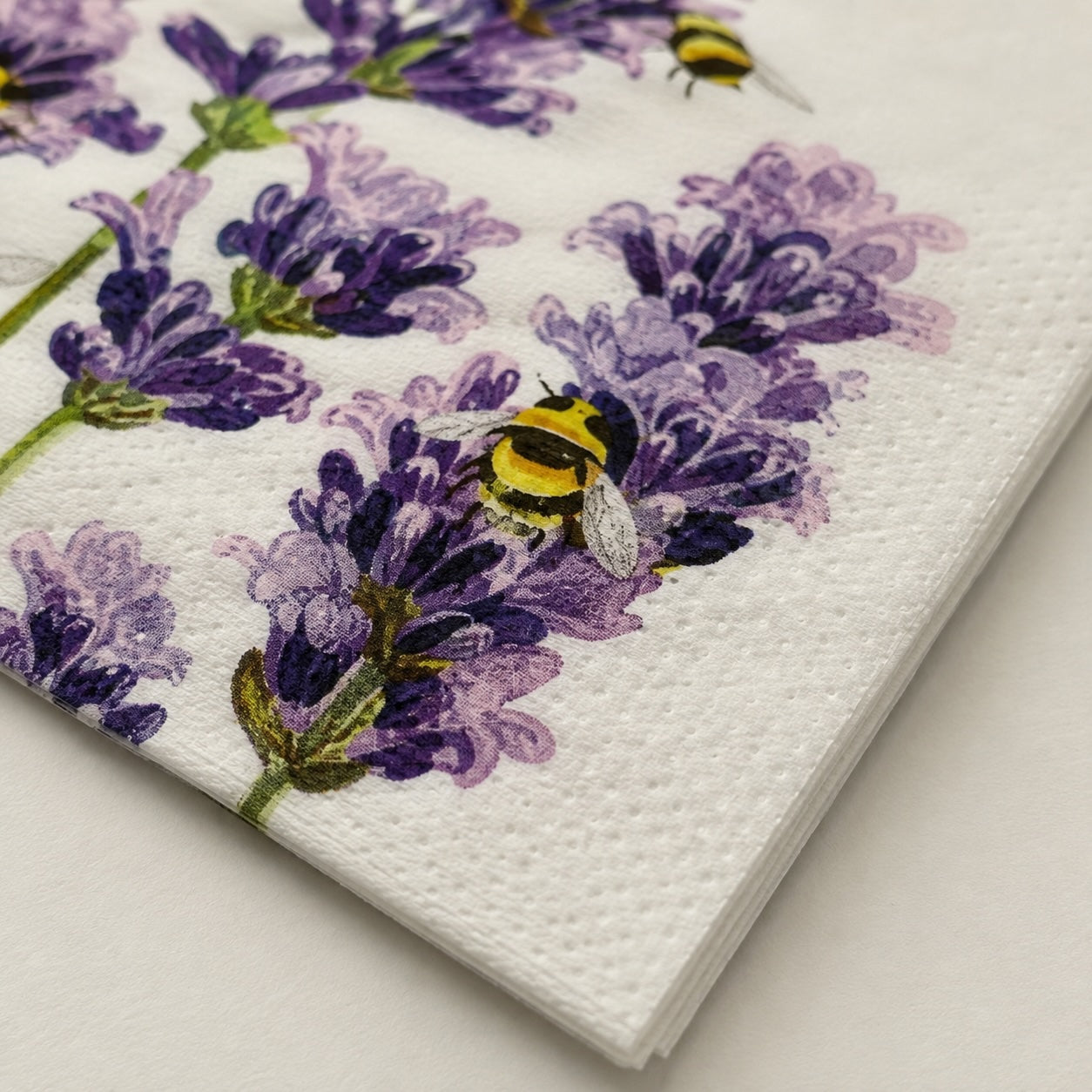 20 Guardanapos Papel Abelhas Lavanda Decoupage Triplo 33x33