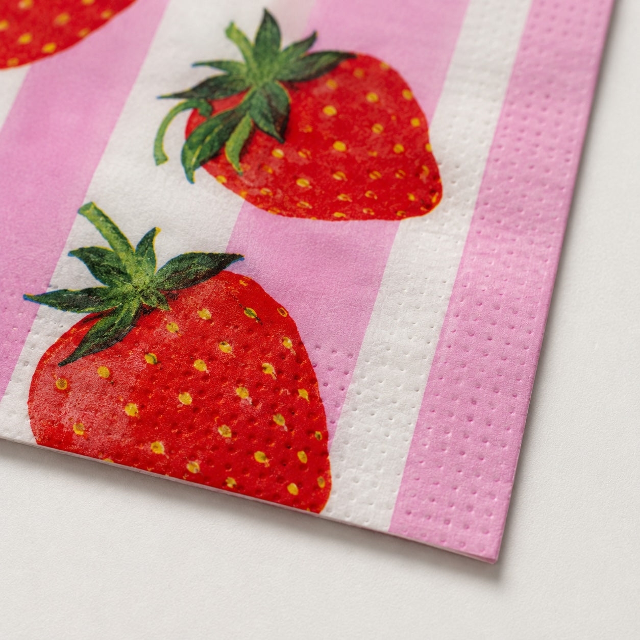 20 Guardanapos Papel Decoupage Morango Listrado Triplo 33x33