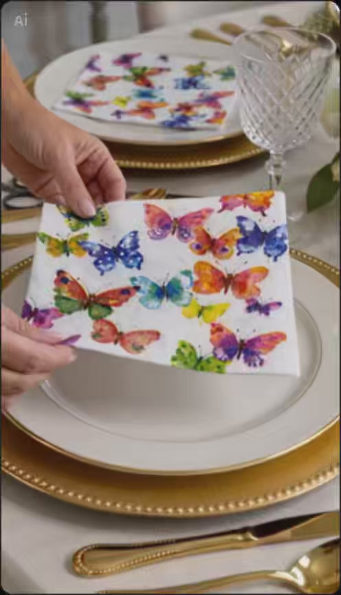 20 Guardanapos Papel Decoupage Borboletas Triplo 33x33