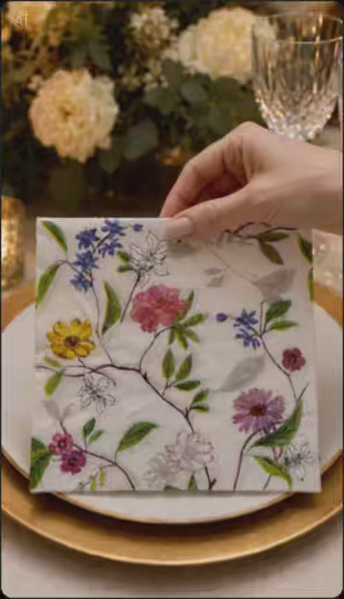 20 Guardanapos Papel Decoupage Floral Colorido Triplo 33x33