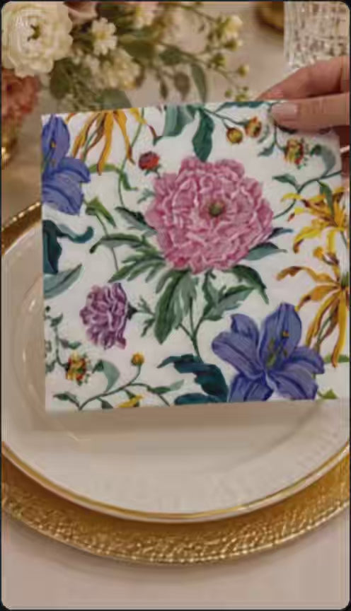 20 Guardanapos Papel Floral Colorido Decoupage Triplo 33x33