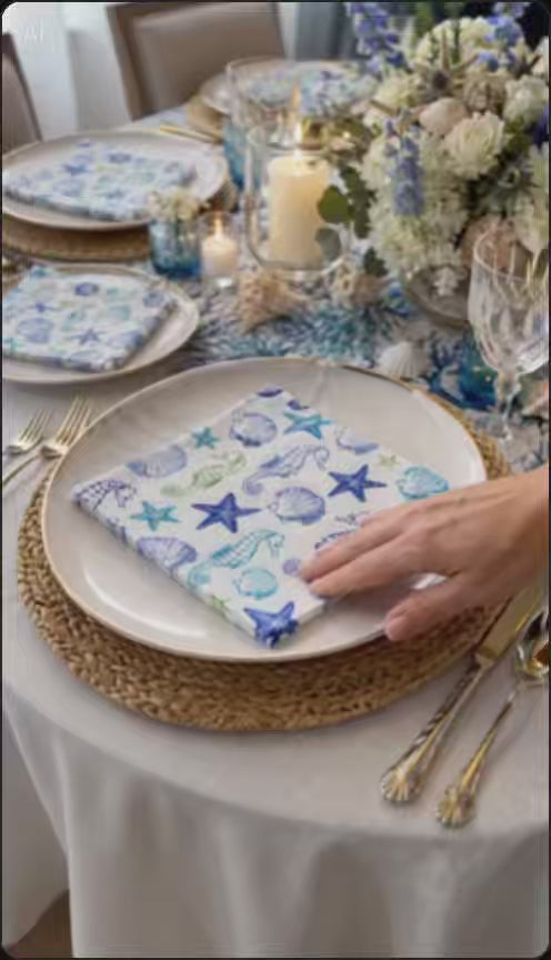 20 Guardanapos Papel Conchas Marinhas Decoupage Triplo 33x33